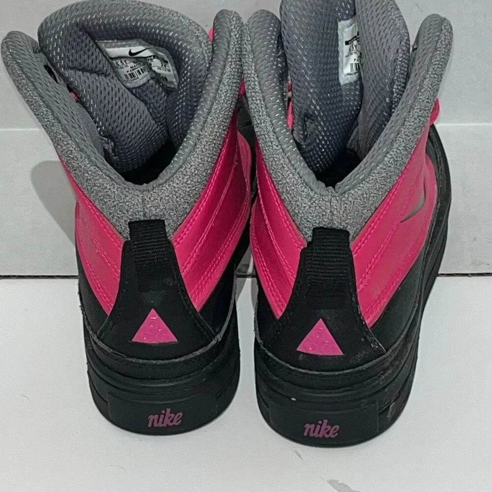 Nike ACG Woodside 2 High Pink Flash Black Youth 5.5Y 524876-600 Duck Boots